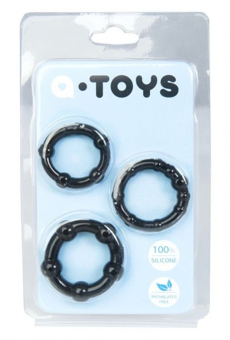 Набор из 3 чёрных эрекционных колец A-toys - A-toys - в Якутске купить с доставкой