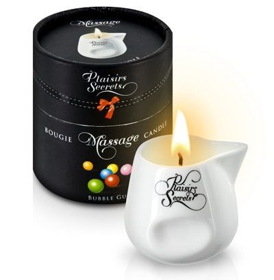 Массажная свеча с ароматом бубль-гума Bougie de Massage Gourmande Bubble Gum - 80 мл. - Plaisir Secret - купить с доставкой в Якутске