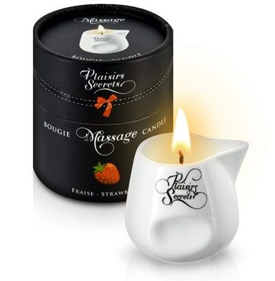 Массажная свеча с ароматом клубники Bougie de Massage Gourmande Fraise - 80 мл. - Plaisir Secret - купить с доставкой в Якутске