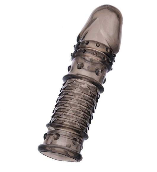 Дымчатая закрытая насадка ToyFa XLover с чешуйками и пупырышками - 13,5 см. - ToyFa - в Якутске купить с доставкой