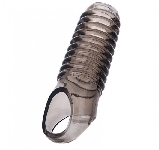 Дымчатая насадка с рёбрышками и подхватом мошонки ToyFa XLover - 12,5 см. - ToyFa - в Якутске купить с доставкой