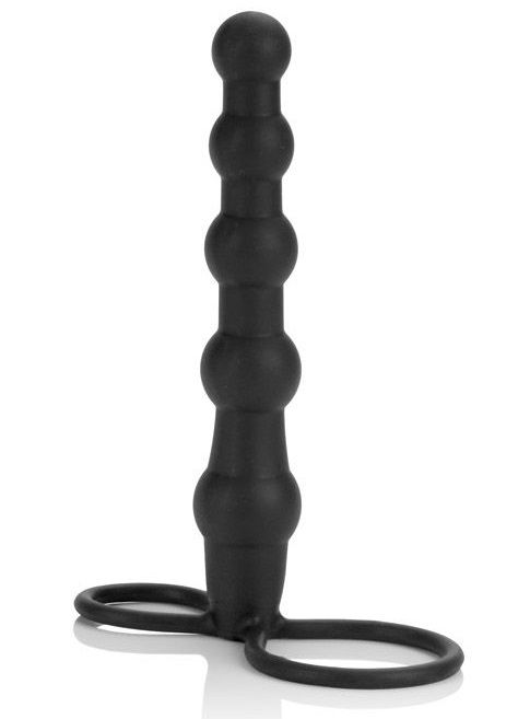 Насадка на пенис для двойного проникновения Silicone Beaded Double Rider - 14 см. - California Exotic Novelties - в Якутске купить с доставкой