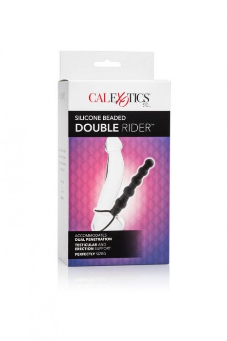 Насадка на пенис для двойного проникновения Silicone Beaded Double Rider - 14 см. - California Exotic Novelties - в Якутске купить с доставкой