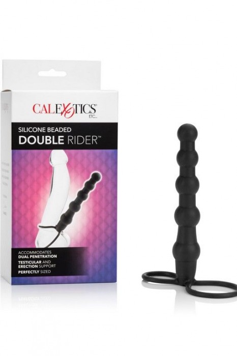 Насадка на пенис для двойного проникновения Silicone Beaded Double Rider - 14 см. - California Exotic Novelties - в Якутске купить с доставкой