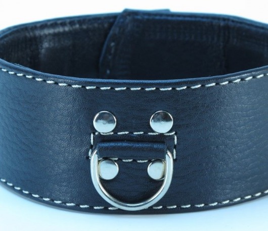 Черный кожаный ошейник с петлёй для поводка - БДСМ Арсенал - купить с доставкой в Якутске