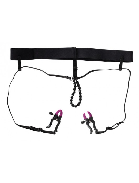 Трусики с зажимами для половых губ и бусинками для массажа промежности - Orion - купить с доставкой в Якутске