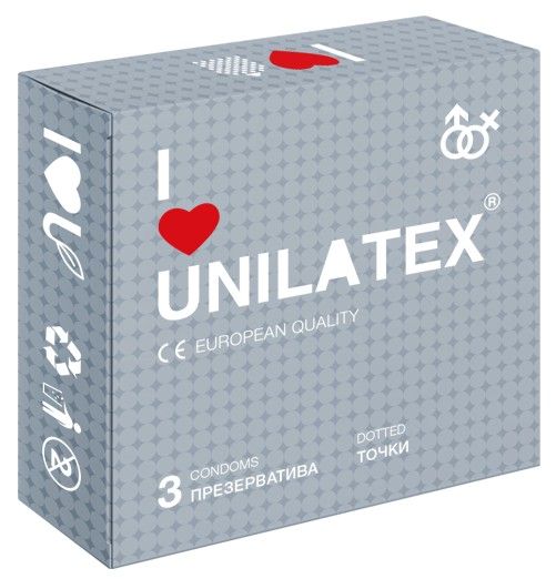 Презервативы с точками Unilatex Dotted - 3 шт. - Unilatex - купить с доставкой в Якутске