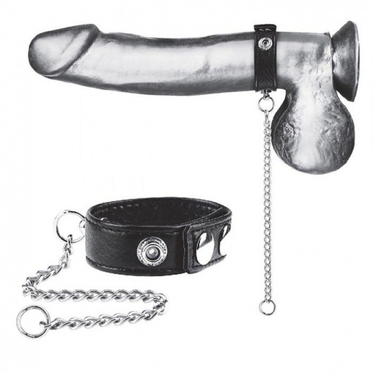 Утяжка на пенис с поводком Snap Cock Ring With 12  Leash - BlueLine - купить с доставкой в Якутске