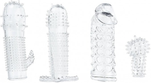 Набор из 4 насадок на член Pleasured Penis Enhancement Sleeve 4 Pack - XR Brands - в Якутске купить с доставкой
