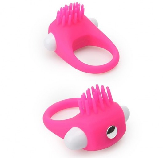 Розовое эрекционное кольцо с щеточкой LIT-UP SILICONE STIMU RING 5 - Dream Toys - в Якутске купить с доставкой