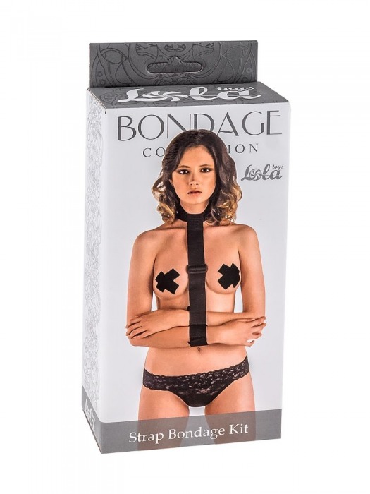 Ошейник с длинной лентой и наручниками Strap Bondage Kit Plus Size - Lola Games - купить с доставкой в Якутске