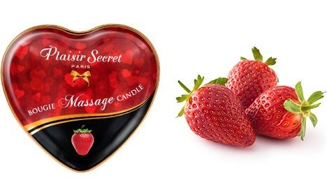 Массажная свеча с ароматом клубники Bougie Massage Candle - 35 мл. - Plaisir Secret - купить с доставкой в Якутске