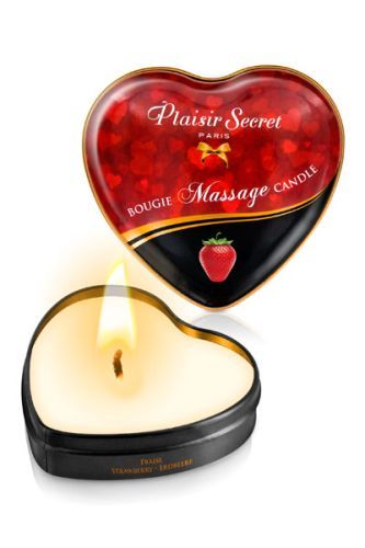Массажная свеча с ароматом клубники Bougie Massage Candle - 35 мл. - Plaisir Secret - купить с доставкой в Якутске