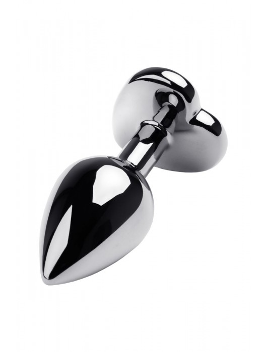 Серебристая анальная пробка с прозрачным кристаллом-сердцем - 8 см. - ToyFa - купить с доставкой в Якутске