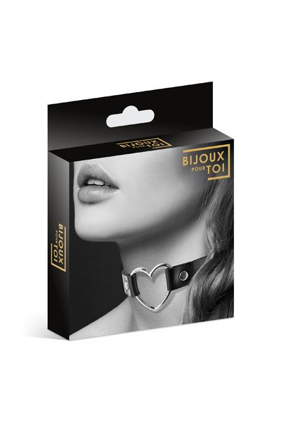 Чёрный чокер с кольцом в форме сердца - Bijoux Pour Toi - купить с доставкой в Якутске