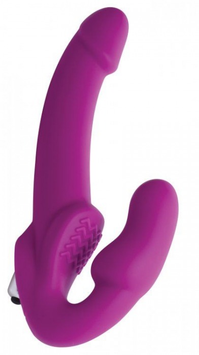 Ярко-розовый безремневой вибрострапон Evoke Vibrating Strapless Silicone Strap-on Dildo - XR Brands - купить с доставкой в Якутске