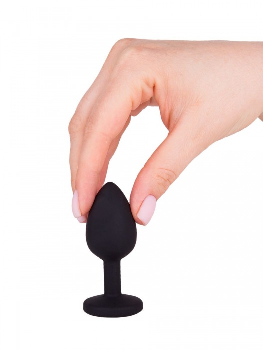 Чёрная анальная втулка с красным кристаллом - 7,3 см. - Джага-Джага - купить с доставкой в Якутске