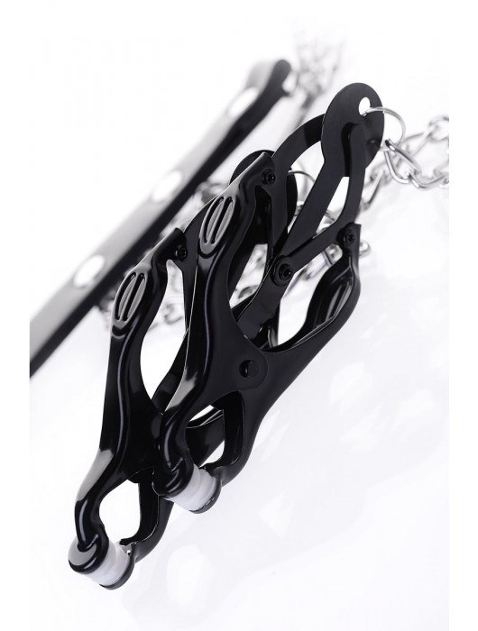 Черно-серебристые зажимы для сосков с кольцом для пениса TOYFA Metal - ToyFa - купить с доставкой в Якутске